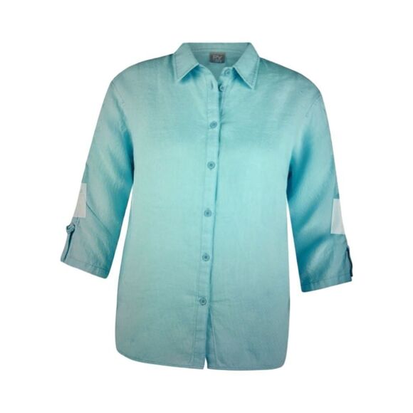 RABE BLOUSE WITH RUCHED SLEEVE. BLUE - Picture 2 of 8